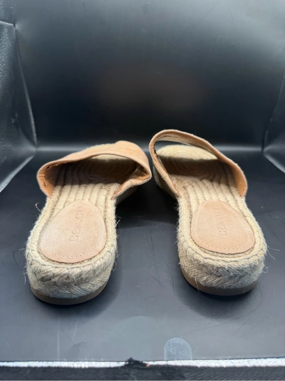Coach Claudia Suede Espadrille Slide Sandals Beige Women’s Size 10B